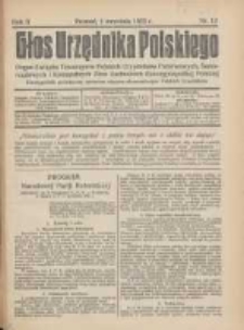 Głos Urzędnika Polskiego : organ Związku Towarzystw Polskich Urzędników Państwowych na Poznańskie i Pomorskie 1922.09.01 R.2 Nr12