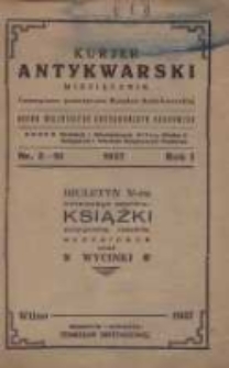 Kurier Antykwarski: czasopismo poświęcone książce antykwarskiej: organ Wileńskiego Antykwariatu Naukowego 1937 listopad R.1 Nr3/10