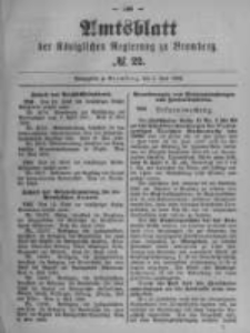 Amtsblatt der K&ouml;niglichen Preussischen Regierung zu Bromberg. 1899.06.01 No.22