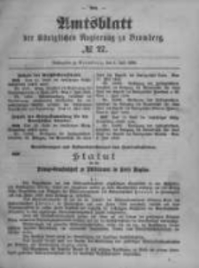 Amtsblatt der K&ouml;niglichen Preussischen Regierung zu Bromberg. 1899.07.06 No.27