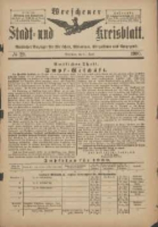 Wreschener Stadt und Kreisblatt: amtlicher Anzeiger f&uuml;r Wreschen, Miloslaw, Strzalkowo und Umgegend 1900.04.11 Nr29