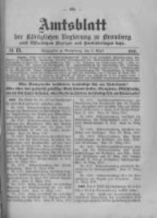 Amtsblatt der K&ouml;niglichen Preussischen Regierung zu Bromberg. 1916.04.08 No.15
