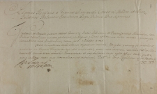Paszport Adama Mikołaja Sieniawskiego dla NN na przejazd do Węgier tam i z powrotem z 18.11.1707