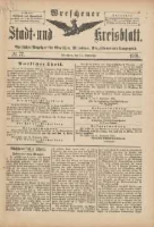 Wreschener Stadt und Kreisblatt: amtlicher Anzeiger f&uuml;r Wreschen, Miloslaw, Strzalkowo und Umgegend 1901.09.14 Nr77