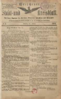 Wreschener Stadt und Kreisblatt: amtlicher Anzeiger f&uuml;r Wreschen, Miloslaw, Strzalkowo und Umgegend 1904.01.05 Nr1