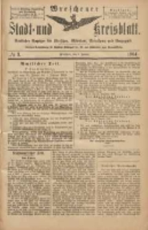 Wreschener Stadt und Kreisblatt: amtlicher Anzeiger f&uuml;r Wreschen, Miloslaw, Strzalkowo und Umgegend 1904.01.09 Nr3