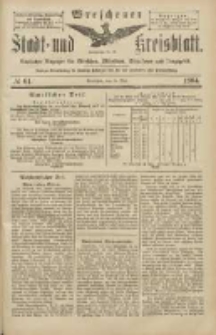 Wreschener Stadt und Kreisblatt: amtlicher Anzeiger f&uuml;r Wreschen, Miloslaw, Strzalkowo und Umgegend 1904.05.28 Nr61