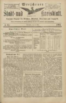 Wreschener Stadt und Kreisblatt: amtlicher Anzeiger für Wreschen, Miloslaw, Strzalkowo und Umgegend 1904.05.28 Nr61