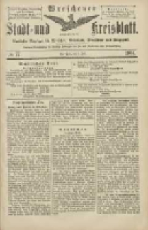 Wreschener Stadt und Kreisblatt: amtlicher Anzeiger f&uuml;r Wreschen, Miloslaw, Strzalkowo und Umgegend 1904.07.05 Nr77