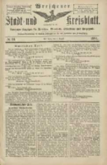 Wreschener Stadt und Kreisblatt: amtlicher Anzeiger f&uuml;r Wreschen, Miloslaw, Strzalkowo und Umgegend 1904.08.06 Nr91