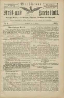 Wreschener Stadt und Kreisblatt: amtlicher Anzeiger f&uuml;r Wreschen, Miloslaw, Strzalkowo und Umgegend 1905.01.10 Nr4