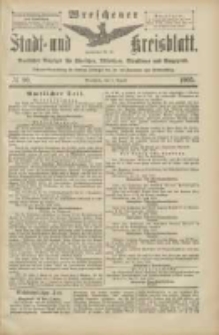 Wreschener Stadt und Kreisblatt: amtlicher Anzeiger f&uuml;r Wreschen, Miloslaw, Strzalkowo und Umgegend 1905.08.03 Nr90