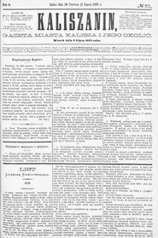 Kaliszanin: gazeta miasta Kalisza i jego okolic 1878.07.02 Nr51