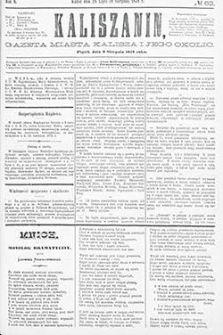 Kaliszanin: gazeta miasta Kalisza i jego okolic 1878.08.09 Nr62