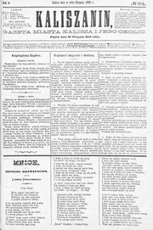 Kaliszanin: gazeta miasta Kalisza i jego okolic 1878.08.16 Nr64