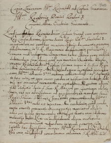 Kopia listu K. G. Reinschilda do kapituły gnieźnieńskiej 1706 i odpowiedź