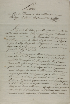 Lettre du Roy de France a son ministre en Pologne le baron Bessenval dec. 3 Maij 1711