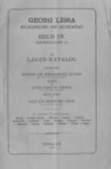 Georg Lissa Buchhandlung und Antiquariat in Berlin. 24 Lager Katalog. 1898