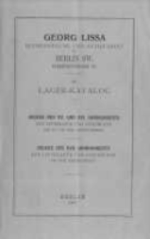 Georg Lissa Buchhandlung und Antiquariat in Berlin. 29 Lager Katalog. 1900