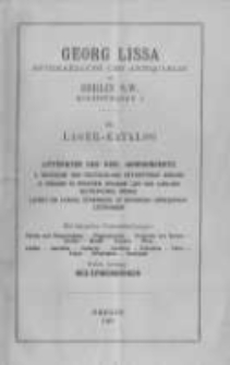 Georg Lissa Buchhandlung und Antiquariat in Berlin. 30 Lager Katalog. 1901