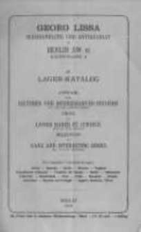 Georg Lissa Buchhandlung und Antiquariat in Berlin. 33 Lager Katalog. 1902