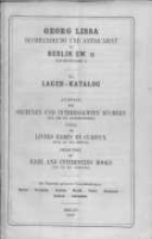 Georg Lissa Buchhandlung und Antiquariat in Berlin. 35 Lager Katalog. 1903