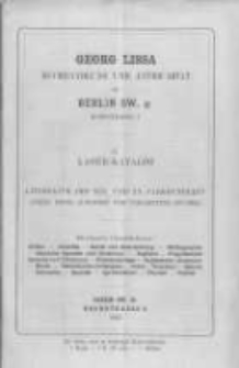 Georg Lissa Buchhandlung und Antiquariat in Berlin. 37 Lager Katalog. 1903