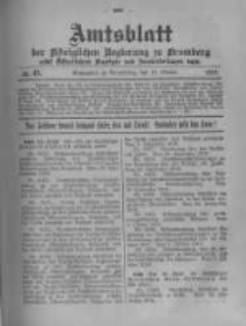 Amtsblatt der K&ouml;niglichen Preussischen Regierung zu Bromberg. 1918.10.12 No.41