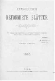 Evangelisch Reformirte Blätter. 1895 Jg.5 nr1