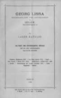 Georg Lissa Buchhandlung und Antiquariat in Berlin. 15 Lager Katalog. 1894