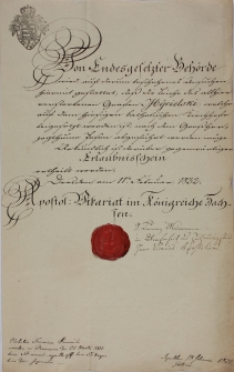 Pismo w sprawie poch&oacute;wku na cmentarzu klasztornym 11.02.1832