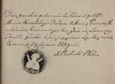 Pozwolenie na pochówek Macieja Koszutskiego 24.06.1829