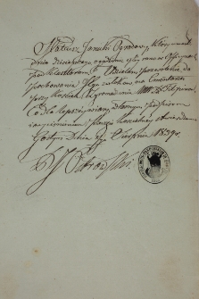 Pozwolenie na pochowanie Mateusza Janickiego 28.08.1839