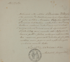 Świadectwo zapowiedzi 24.10.1843