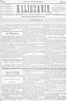 Kaliszanin: gazeta miasta Kalisza i jego okolic 1878.09.13 Nr72