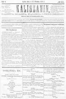 Kaliszanin: gazeta miasta Kalisza i jego okolic 1878.12.20 Nr100