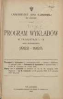 Program wykładów trymetrze I i II roku akademickiego 1922/1923. Uniwersytet Jana Kazimierza we Lwowie