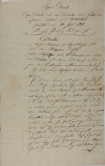 Kopia dekretów dotyczących sprawy Handlu Molinarych 19.04.1821