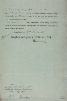 Rachunek kosztów wystawiony przez Königlische Landsgericht 12.12.1821