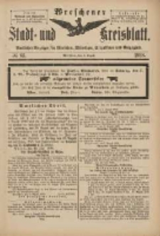 Wreschener Stadt und Kreisblatt: amtlicher Anzeiger f&uuml;r Wreschen, Miloslaw, Strzalkowo und Umgegend 1898.08.06 Nr65