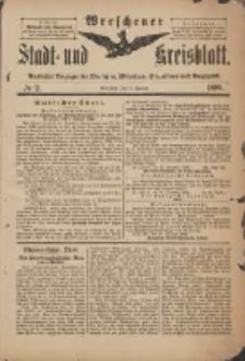 Wreschener Stadt und Kreisblatt: amtlicher Anzeiger f&uuml;r Wreschen, Miloslaw, Strzalkowo und Umgegend 1899.01.07 Nr2