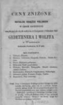 Katalog książek polskich w cenie zniżonch znajdujących się do nabycia w Księgarni Gebethnera i Wolffa