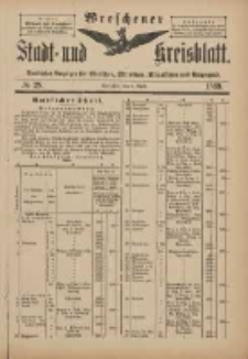 Wreschener Stadt und Kreisblatt: amtlicher Anzeiger f&uuml;r Wreschen, Miloslaw, Strzalkowo und Umgegend 1899.04.08 Nr28