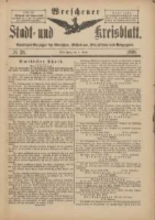 Wreschener Stadt und Kreisblatt: amtlicher Anzeiger für Wreschen, Miloslaw, Strzalkowo und Umgegend 1898.04.06 Nr29