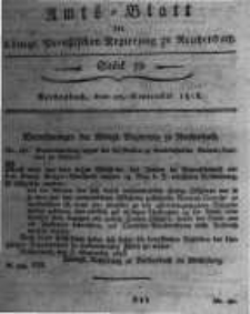 Amts-Blatt der K&ouml;niglichen Preussischen Regierung zu Reichenbach. 1818.09.25 St&uuml;ck 39