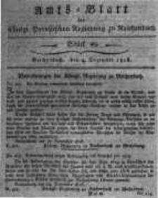 Amts-Blatt der K&ouml;niglichen Preussischen Regierung zu Reichenbach. 1818.12.04 St&uuml;ck 49