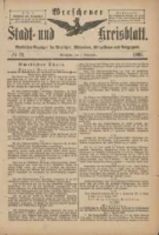 Wreschener Stadt und Kreisblatt: amtlicher Anzeiger f&uuml;r Wreschen, Miloslaw, Strzalkowo und Umgegend 1897.09.01 Nr73