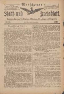 Wreschener Stadt und Kreisblatt: amtlicher Anzeiger f&uuml;r Wreschen, Miloslaw, Strzalkowo und Umgegend 1897.11.03 Nr91