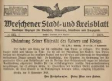 Wreschener Stadt und Kreisblatt: amtlicher Anzeiger f&uuml;r Wreschen, Miloslaw, Strzalkowo und Umgegend 1918.11.09 Nr135
