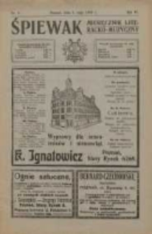 Śpiewak: miesięcznik literacko-muzyczny 1910.05.01 R.4 Nr5